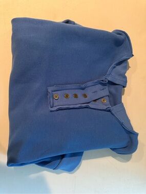 Blue Henley Button-Up Top